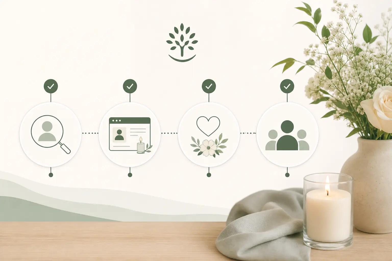 find someone's memorial page planning support from Evaheld Memorials — visual about When to find someone's memorial page for How do I find someone's memorial page? by Evaheld Memorials