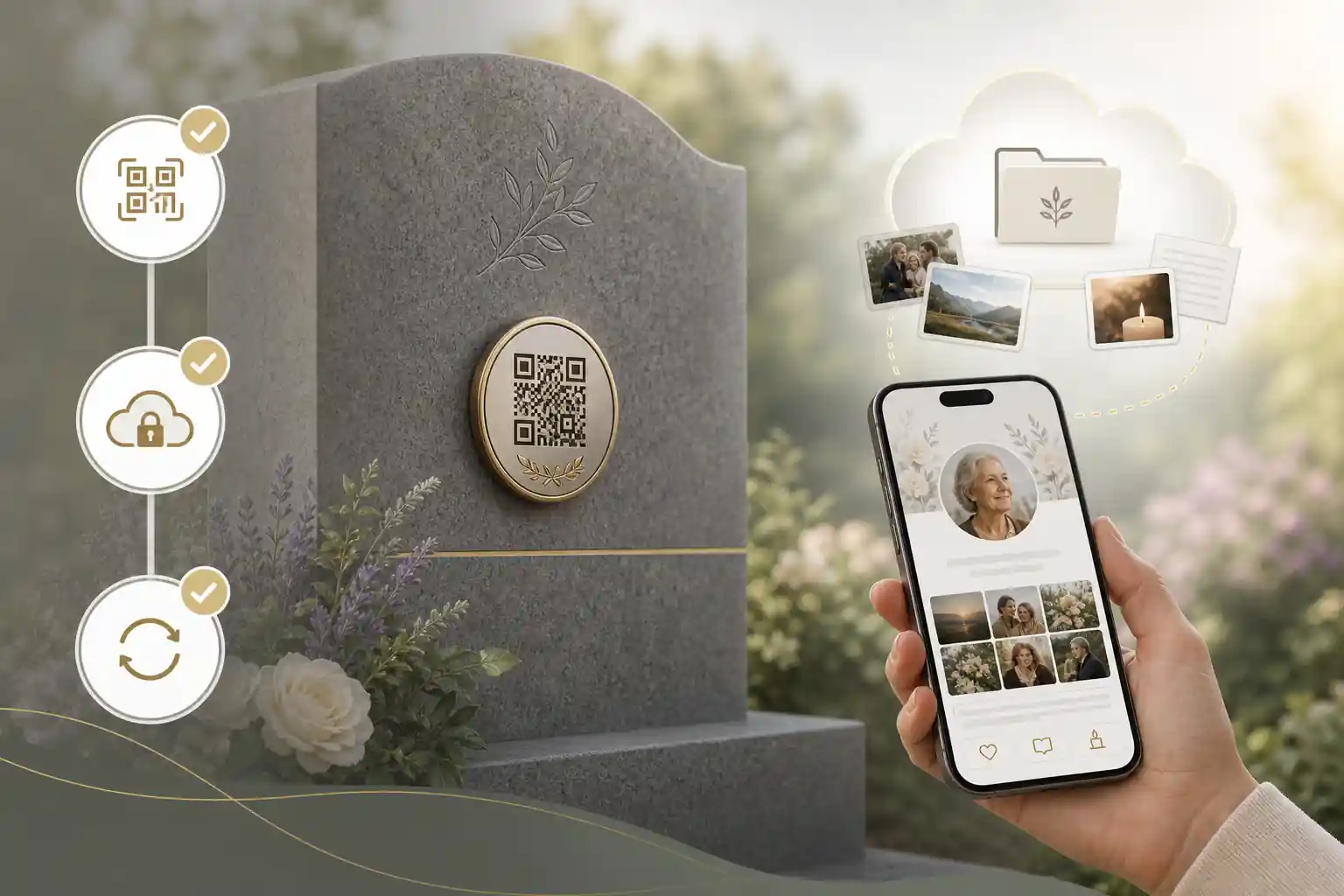 Family creating a tribute with Evaheld Memorials for what is the best QR code service for a headstone