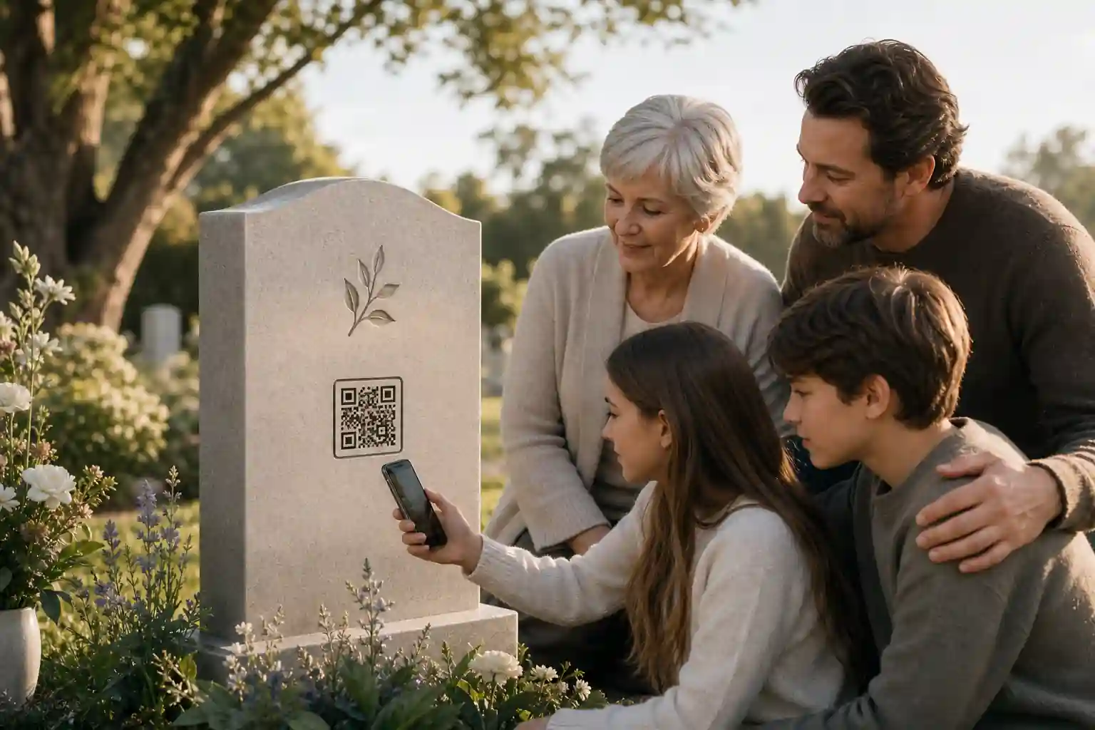 Evaheld Memorials online memorial website example — visual about Practical tips for families for Can you put a QR code on a gravestone? Privacy, setup and family sh by Evaheld Memorials