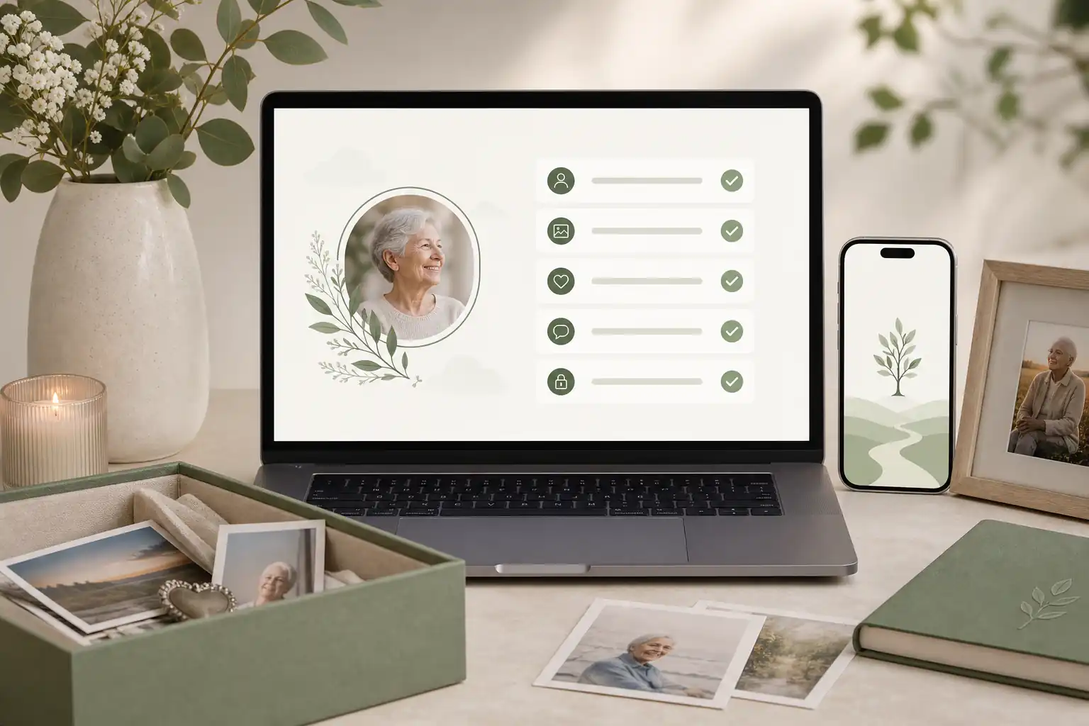 Family creating a tribute with Evaheld Memorials for what are the easiest online memorial builders