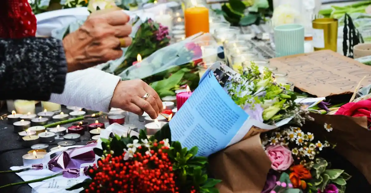 Writing a eulogy memorial flowers and candle for Evaheld Memorials — visual about Writing a Eulogy: Templates, Examples and Delivery Tips for Writing a Eulogy: Temp by Evaheld Memorials