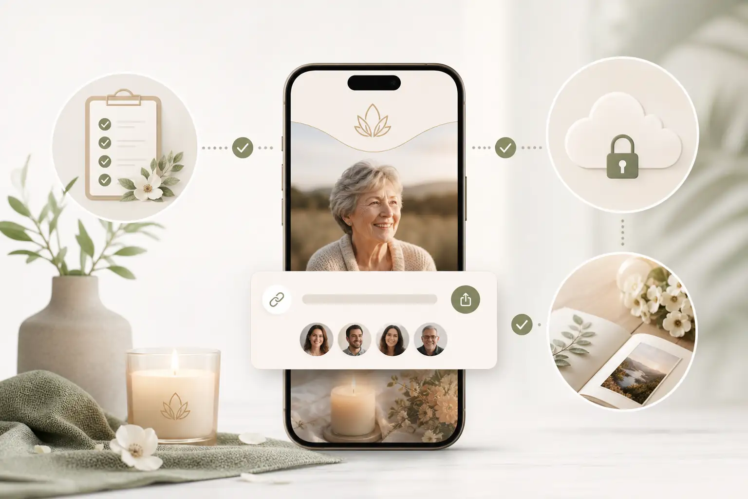Family creating a tribute with Evaheld Memorials for how do I share a digital memorial link