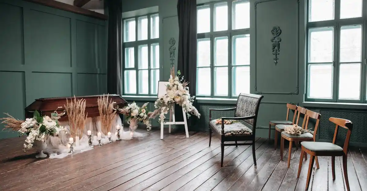 Non-religious funeral service ceremony setting for Evaheld Memorials — visual about How do you structure a secular farewell? for Non-Religious Funeral Service: How by Evaheld Memorials