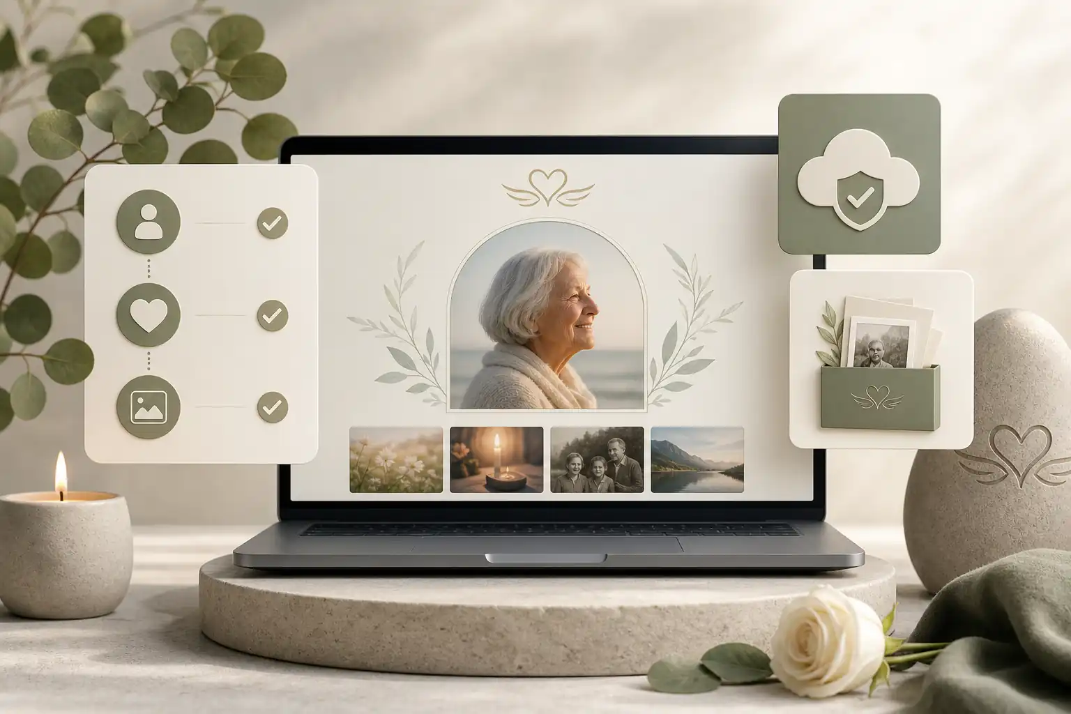 Family creating a tribute with Evaheld Memorials for are there subscription-free online memorials