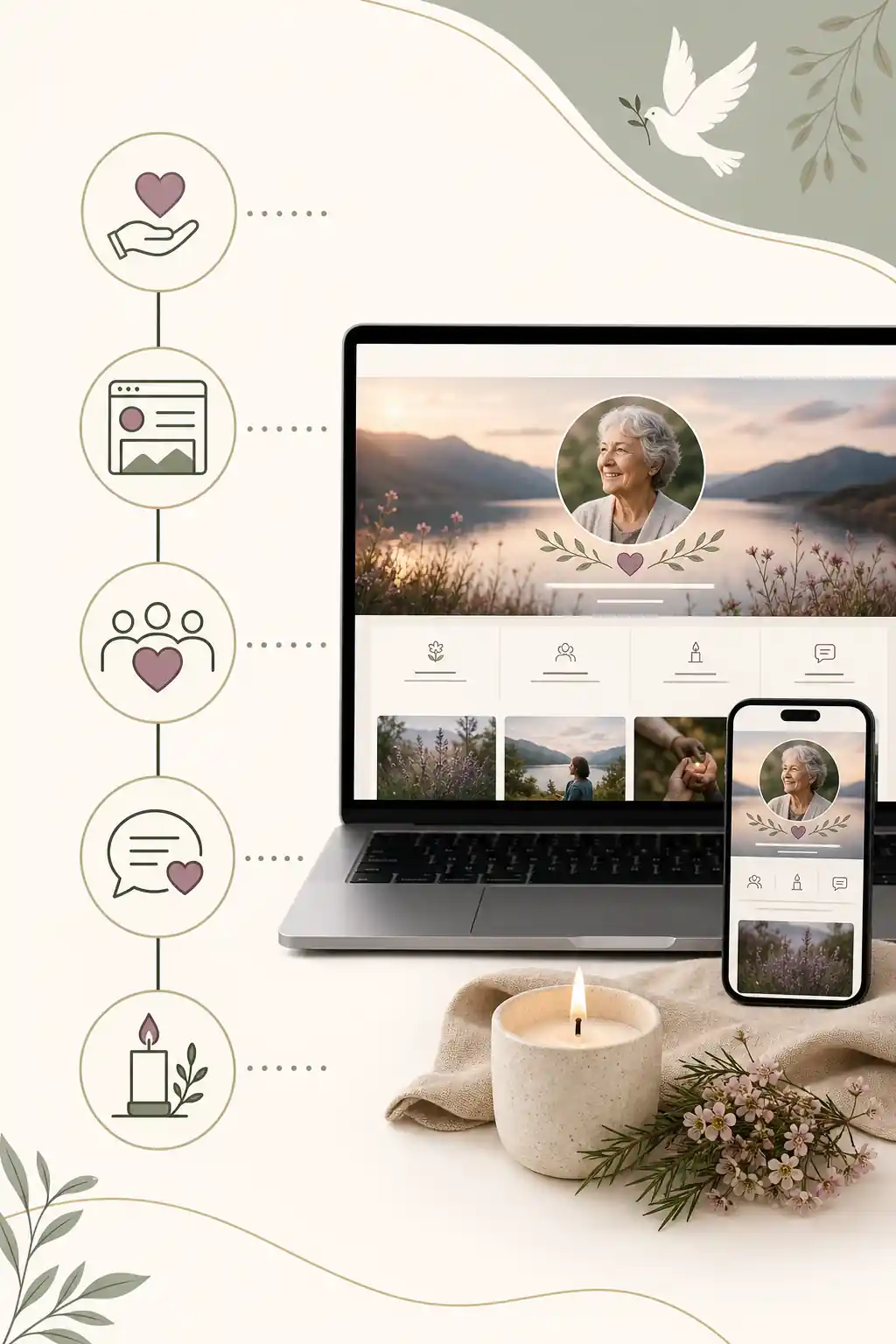 create an online memorial website planning support from Evaheld Memorial — visual about What it means to create an online memorial website for How do I create an on by Evaheld Memorials