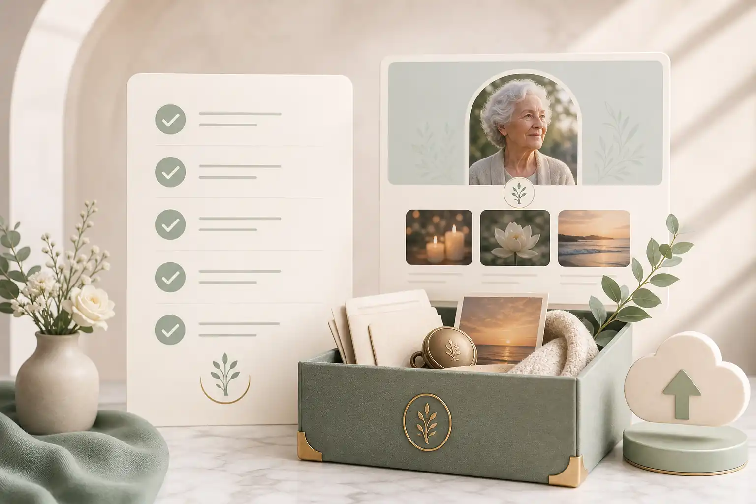 Family creating a tribute with Evaheld Memorials for how to create a virtual memorial page