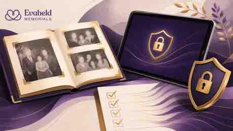 Family consent review for an AI-animated memorial portrait in a private Evaheld workspace