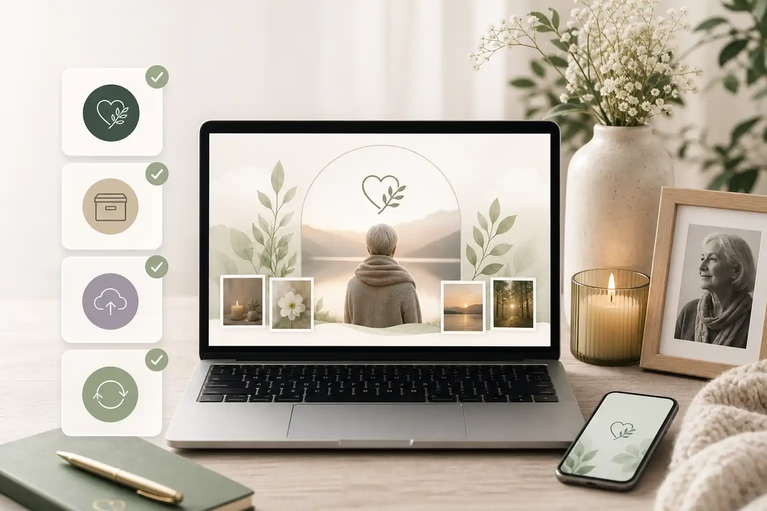 Family creating a tribute with Evaheld Memorials for what are the top digital memorial platforms