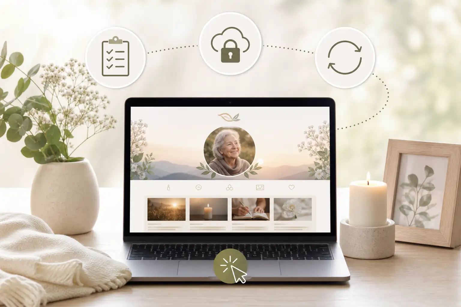Family creating a tribute with Evaheld Memorials for what are the best online memorial websites