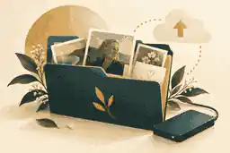 back up an online memorial: Organised memorial backup folder with photos and tribute notes