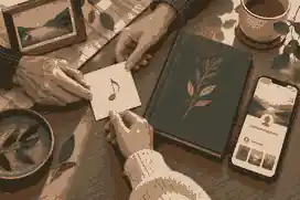 Family preserving funeral song memories in a memorial tribute