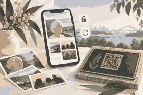 Phone opening a QR-linked family memorial page