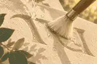 clean engraved sandstone: Soft brush and water beside engraved sandstone lettering