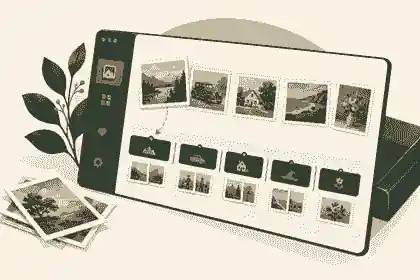Historical photos arranged into online timeline chapters