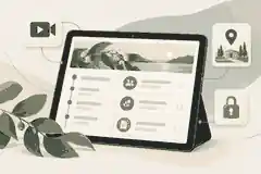 Tablet showing funeral updates and private sharing controls