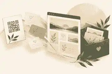 Condolence notes and QR card saved into a memorial archive