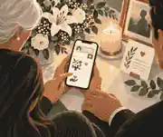 Family reviewing sympathy messages beside a candle