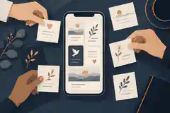 Phone showing tribute notes and condolence cards