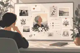 Soft digital tribute wall with condolence cards