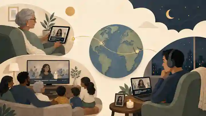 Remote memorial guests joining from different homes and time zones