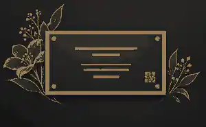 Memorial plaque layout with short inscription and QR detail