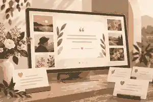 Online memorial screen showing a quote, photos and tribute messages