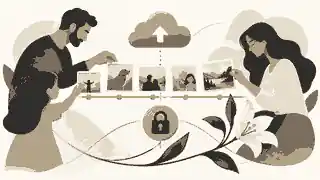 Family organising protected digital memories for remembrance