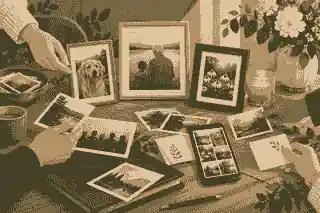 Relatives adding memories to a shared tribute