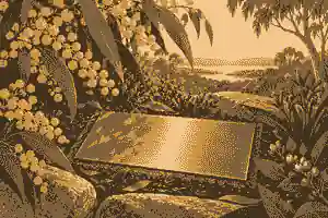 pet grave plaques in australia: Australian garden pet plaque beside native flowers