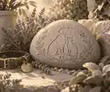 pet loss quotes for stones: Pet memorial garden stone with flowers and collar tag