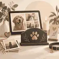 Digital pet tribute with photos and memory cards
