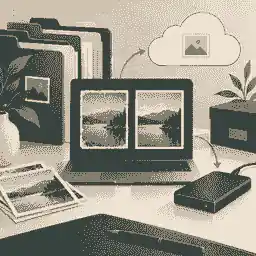Organised digital archive with photo backups and restored copies