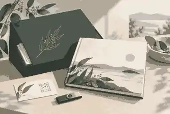 Archived memorial book files with QR keepsake