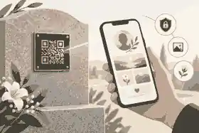 Phone opening a private QR-linked memorial