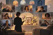Remote guests joining a memorial from different homes