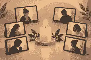 Remote mourners gathered around a virtual memorial candle