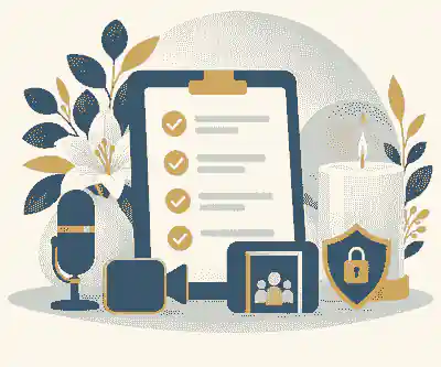 Virtual service host checklist with microphone and privacy controls