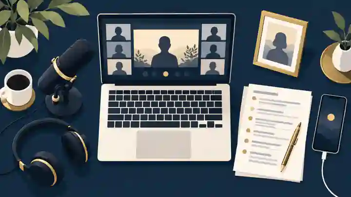 Virtual memorial host equipment with microphone, laptop and backup checklist
