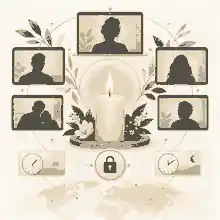 Remote guests joining a private virtual memorial