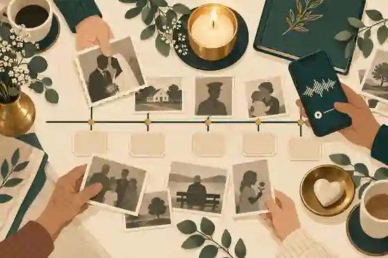 share funeral history timelines with family: Family funeral timeline with photos and voice notes