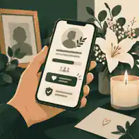 Verified donation link on a phone beside memorial flowers