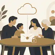 store a will online safely: Secure will envelope beside a protected cloud copy