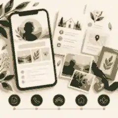 Memorial page on a phone beside service detail cards