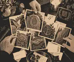 Family arranging photographs and headstone wording