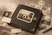 Private historical photo album with reviewed caption cards