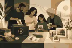 Family sorting public and private memorial details