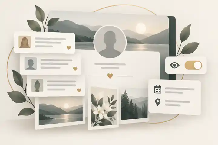 Digital memory wall with messages and privacy controls