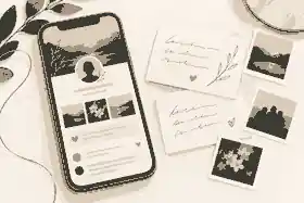 Family memorial page with memory cards and photos
