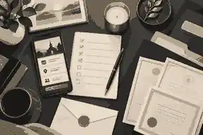 Memorial service details arranged with a phone and notes