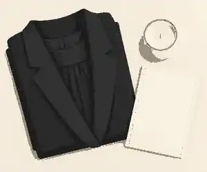 Respectful funeral clothing beside a service notice
